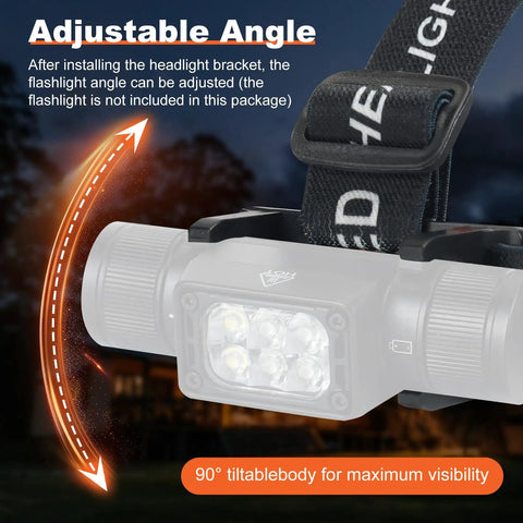 Close-up of adjustable angle feature on a headlamp clip mount, 5 Pack Headlamp Holder Clip Mount For 22mm To 26mm LED Headlamps, Anti Slip Gear Bracket Keeps Lights Locked, Flashlight Stand For Slonik And Most Other Headlamps, Rechargeable Use, Head Lamp Not Included.