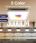 Exhaust Fan With Light And Remote, Ceiling Mounted Bathroom Vent Fan With Lit RGB Lights, Dimmable LED, 130 CFM, 1 Sone