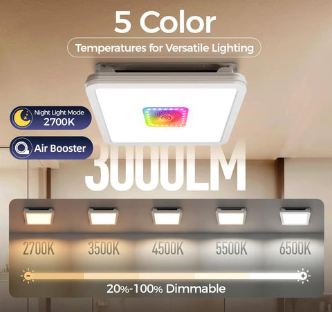 Exhaust Fan With Light And Remote, Ceiling Mounted Bathroom Vent Fan With Lit RGB Lights, Dimmable LED, 130 CFM, 1 Sone