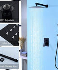 Matte Black Shower Faucet Set With 10 Inch Rainfall Shower Head, Wall Mounted Fixtures With Valve And Trim Kit, Ultra Thin Adjustable Design