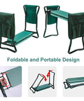 Foldable Garden Kneeler And Seat With Tool Pouches, Lightweight Multiuse Bench With Soft Kneeling Pad, 300 Lb Capacity, Easy Storage