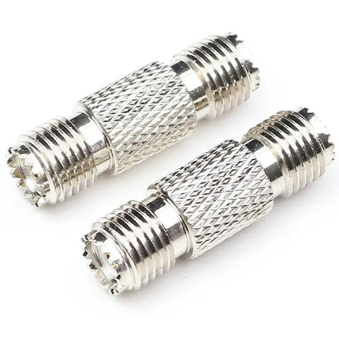 Mini UHF Female To Mini UHF Female RF Coaxial Connector Adapter Coupler For Ham Radio CB Marine VHF Gear 50 Ohm Coax Cable 2 Pack Set