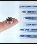 Hihaha MR128ZZ deep groove ball bearing, 8x12x3.5 mm, double metal shield, silver tone, on fingertip