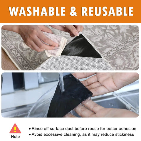 Using Non Slip Rug Tape For Area Rugs On Hardwood Floors And Tile, Reusable Carpet Tape With Triangle Anti Slip Design.