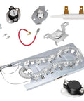 Dryer Repair Kit With 3387747 Heating Element, 279816 Thermostat Kit, And 279973 3392519 Thermal Fuse components displayed