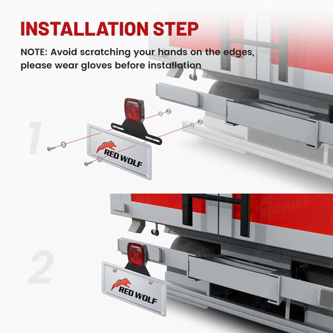 Installation steps for Heavy Duty Trailer License Plate Light Holder And Bracket Kit For RVs And ATVs Aluminum Mount.