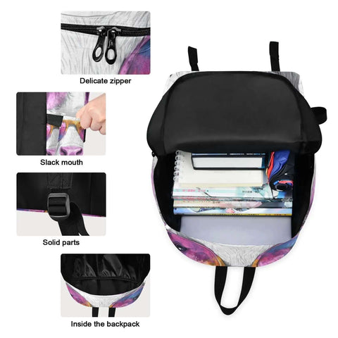 Dope Cow Print Sunglasses Portrait Backpack With Insulated Cooler Lunch Box And Scratch Resistant Nylon Multi Pocket Design