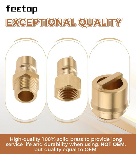 Half Inch Quick Connect Disconnect Insert Plug Fittings Set With 1/2 Inch Male NPT And 1/2 Inch Female NPT Brass Coupler close-up