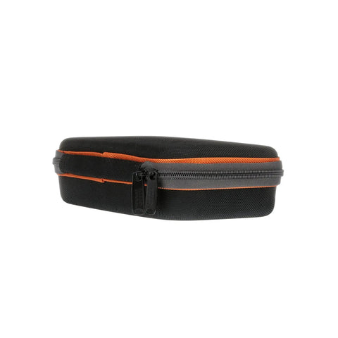 Tough As Nails hard case for tools, meters, small parts and tech devices, with secure zipper, black and orange, 8.75x2.25x6.5 inches