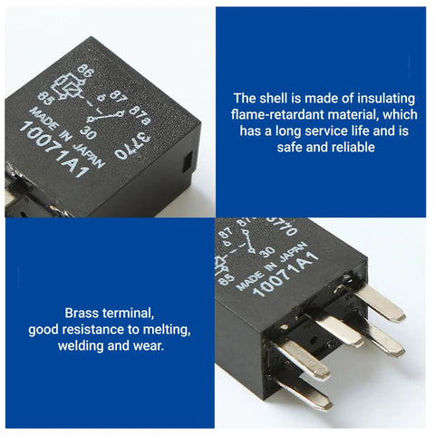 Pack Of Two Hefty Twelve Volt Five Pin Auto Fuel Pump Relays Straight Plug Setup Built Tough Universal Fit for daily drivers.
