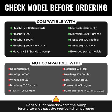 Compatibility chart for Shotgun Shell Holder Side Saddle For Universal 12 Gauge Carriers