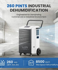 Commercial Dehumidifier With Pump For Large Basements, Commercial Spaces, And Industrial Areas, 260 Pint Capacity, in industrial setting