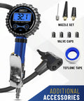 Digital Bike Tire Inflator With Pressure Gauge For Presta And Schrader Valves Universal Air Chuck Adapter with accessories