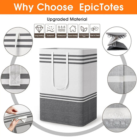 Dope 2 Pack Large Laundry Baskets Featuring 75L Capacity Heavy Duty Collapsible Clothes Hamper For Dorm Bathroom Bedroom Slay The Mess Fr And Store Dirty Loads In Style Always
