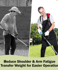 Man using Shoulder Strap For M18 Quik Lok Trimmer And Power Head That Shifts Weight To Your Body With Cushioned Comfort in yard