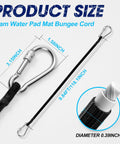 Heavy Duty 118 Inch Lily Pad Bungee Cord With Floating Locking Carabiners showcasing dimensions and material