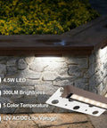 7 Inch LED Retaining Wall Light 4 Pack Linkable, Low Voltage 12V ACDC Outdoor Step Lighting illuminating a stone wall