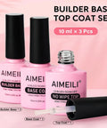 Builder Gel Nail Kit Dope With Base Coat And No Wipe Top Coat 3 Pack 10ml Each Hema Free vegan cruelty free bottles on display