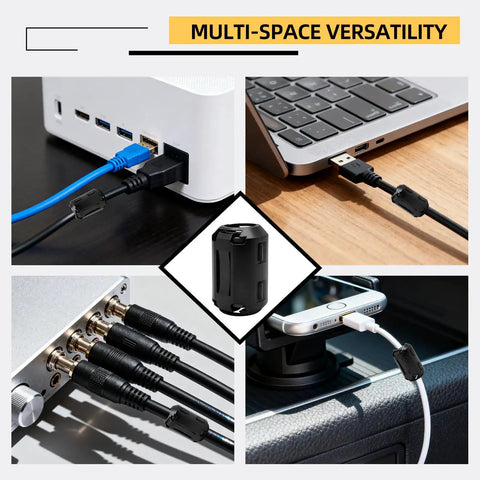 Applications of Set Of 20 Ferrite Bead Clip On Cores RFI EMI Filter Noise Suppressor Ring for various cables in home and office.