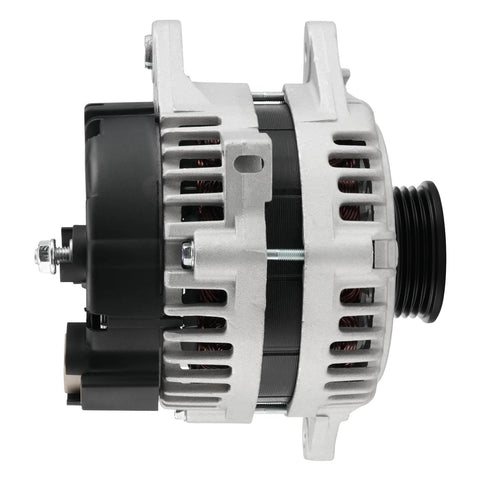 Side view of 90 Amp Alternator For Hyundai Accent 2006 Through 2009 GLS, Rio, Rio5, Tucson 2.0L, Sportage 2.0L with 4-groove pulley 11011N