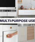 Collage of cabinets showcasing the multi-purpose use of 24 Pack Heavy Duty Cabinet Magnets With 15lb Holding Power Magnetic Door Catch Kit Includes 48 Screws For Kitchen Closets Cupboards Wardrobes Drawers White Finish Easy Install And Strong Magnetic Closures.