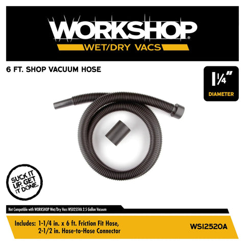 Image of 6 ft Replacement One And A Quarter Inch Six Foot Friction Fit Vacuum Hose For Wet Dry Shop Vacuums Flexible Accessory