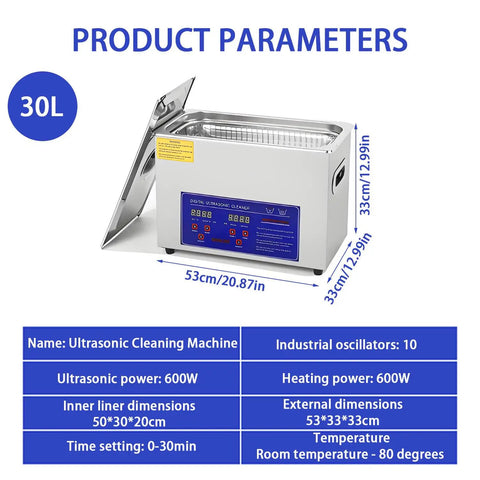 Kick It Clean With This Badass 4.5L Professional Ultrasonic Cleaner Featuring A Digital Timer And Heater At 40Khz, 30L stainless steel cleaner.
