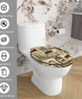 Elongated Resin Toilet Seat for Cabin Bathrooms installed on a toilet with a nature-themed design, easy to clean and ergonomic.