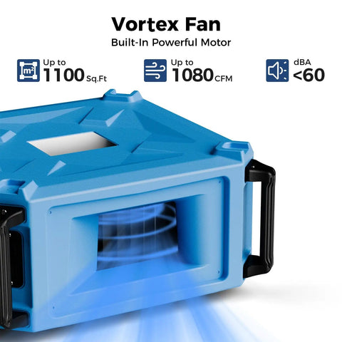 Heavy Duty Hanging Dust Filtration System With 270 Degree Intake 780 And 1080 CFM Built In Ionizer Remote Control And Strong Vortex Fan