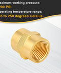 Heavy Duty Brass Pipe Fitting NPT Coupler One Half Inch By One Half Inch Hex Coupler For Air Water Gas Oil Two Pack Pro Grade