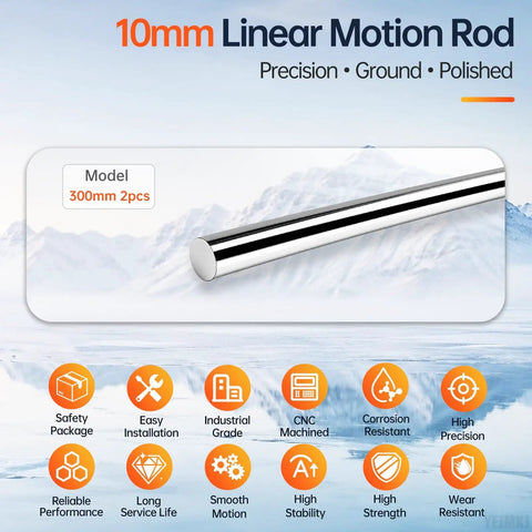 Precision Ground 2pcs 10mm X 300mm Linear Motion Rods Shaft Guide Rail for smooth sliding applications and DIY projects.