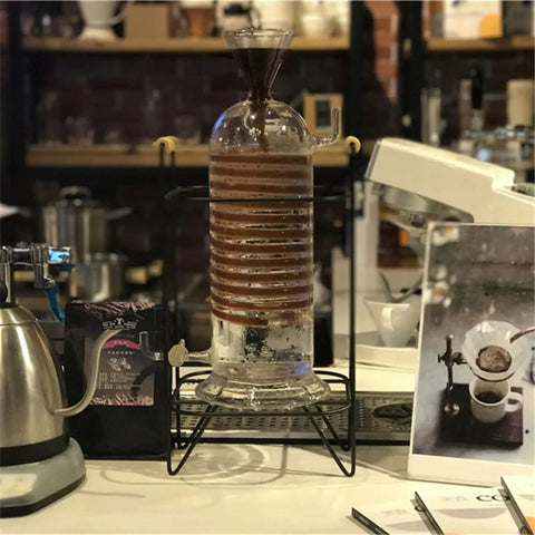 Premium Glass Ice Drip Coffee Maker For Next Level Cold Brew Delivery And Lightning Fast Drink Chilling with coffee.