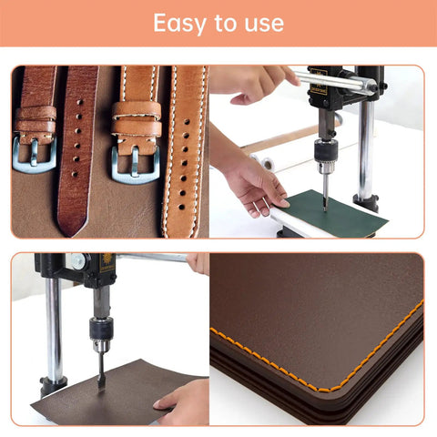Heavy Duty Leather Hole Puncher Hand Punching Machine Manual Press Pro Grade Punch Tool For DIY Leather Craft Projects With Chuck PP Plate And Aluminum Plate For Precise Holes And Easy Stamping