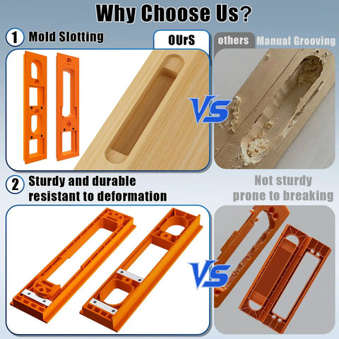 Comparison of Heavy Duty Hidden Door Hinges With Mold showing durability and mold slotting efficiency in orange material.