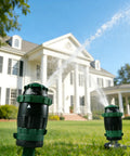 Gear Driven Sprinkler For Yard With 5 Pattern Rotary Coverage 360 Degree Sprinkler Head in use on a large lawn
