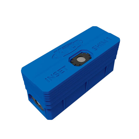 No Hassle Magnetic Setup And Spacer Shims For Pinpoint Drawer Alignment Durable Plastic Carpenter Blocks with blue design.
