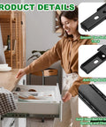 Heavy Duty Soft Close Drawer Slides For Cabinets And Kitchen Drawers, Full Extension Ball Bearing Runners Black 13.8 Inch Pair shown in a kitchen drawer.