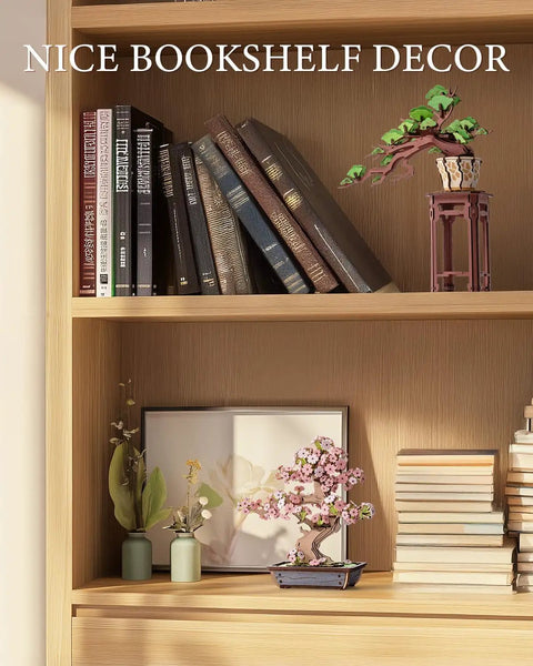 3D Puzzle Kit For Adults Sakura Bonsai Cherry Blossom Wooden Flower Craft Set For DIY Lovers Build A Dope Bonsai Tree Perfect Gift For Mothers Day Christmas Or Birthday, 6.3x4.3x6.6 inch wooden bookshelf decor