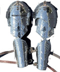 Medieval Knight Steel Pauldrons Armor Set With Arm Bracers For Cosplay And Larp Gear Handmade Silver Shoulder Armor With Durable Leather Straps Halloween Costume Accessory For Adults