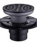 Four And A Quarter Inch Round Shower Drain In Matte Black Stainless Steel With Included Drain Flange Kit For High Flow Bathroom