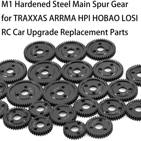 Hardened Steel Spur Gear Set Mod 1 1.0 Metric Pitch for One Eighth and One Tenth RC Cars with 30T to 52T gear options