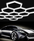 DIY Hexagon LED Garage Light Kit For Workshop And Gym Detail Shop with 11 Grid Layout creating bright lighting