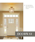 Crystal Semi Flush Mount Chandelier With Gold Finish Open Cylinder Frame Enclosing Clear Crystals Modern Ceiling Light Fixture for entryway