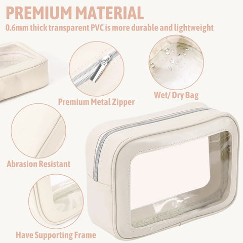 Five Piece Diaper Bag Organizer Set With Clear Waterproof Pouches featuring premium metal zipper and abrasion-resistant frame.