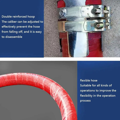 Portable Grain Pumping Suction Auger, Screw Conveyor showing durable red hose and adjustable hoop, wear-resistant for easy setup