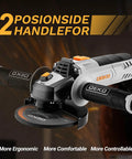 Tough As Nails 4.5 Inch Plug And Play Corded Angle Grinder with dual side handles for improved control and comfort.