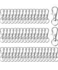 Hella Durable Premium Silver Swivel Snap Hooks 50 Pack Lobster Claw Trigger Clasps, 32mm clips for keychains and DIY projects.