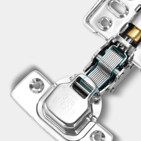 Close-up of 4 Piece Stainless Steel Soft Closing Cabinet Door Hinges With Hydraulic Shock Absorbers For Kitchen Cabinets