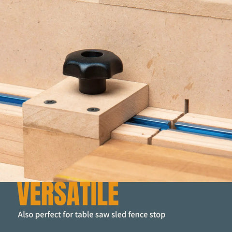 T Track Knob Kit With 7 Star Knob And 5/16-18 Bolts And Washers, 10 Pack used as table saw sled fence stop.