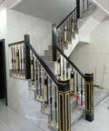 Hella Sturdy Square Deck Balusters And Stair Spindles Kit Featuring 37 Inch Adjustable Swivel Base on modern stairs.